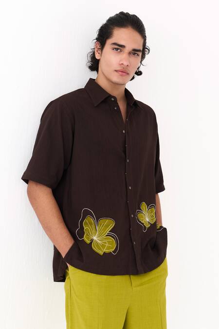 Three_Green Cotton Handwoven Front Pleat Pant _Online_at_Aza_Fashions