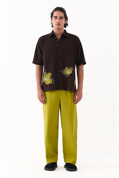 Three Handwoven Cotton Front Pleat Pant 