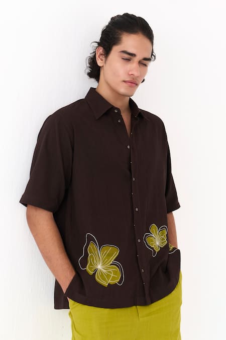 Three_Green Cotton Handwoven Front Pleat Pant _at_Aza_Fashions