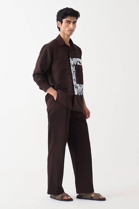 Three_Brown Denim Pant _Online_at_Aza_Fashions