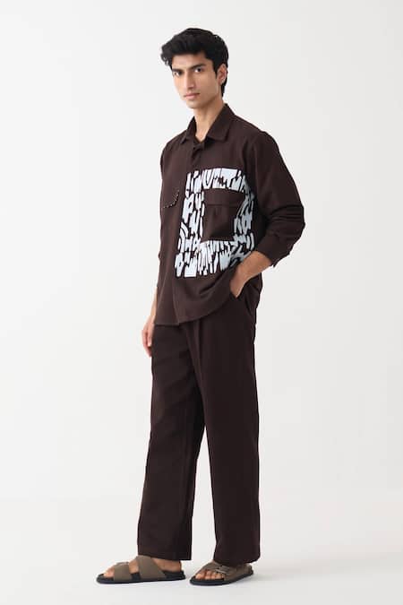 Shop_Three_Brown Denim Pant _Online_at_Aza_Fashions