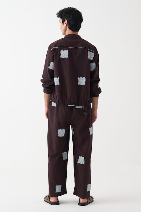 Three Brown Cotton Embroidery Handwoven Patch Work Pant Online at Aza Fashions Three_Brown Cotton Embroidery Handwoven Patch Work Pant _Online_at_Aza_Fashions