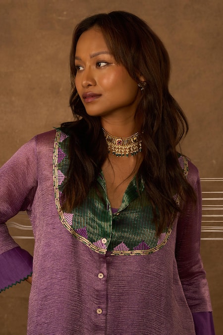 Himani Punatar Contrast Yoke Long Shirt & Pant Set 