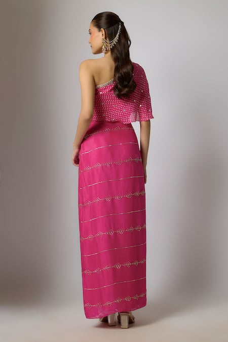 Krishna Padia Bandhej Print Top & Skirt Set 