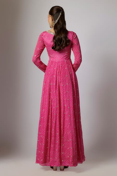 Krishna Padia Bandhej Print Anarkali Set 