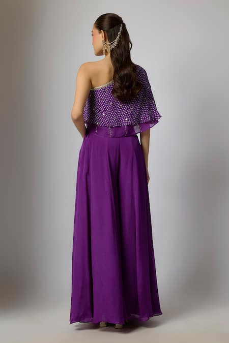 Krishna Padia Bandhej Print Embroidered Top & Palazzo Set 