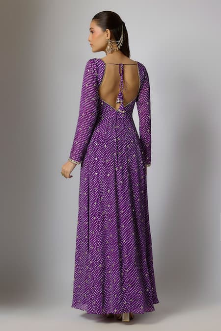 Krishna Padia Bandhej Print Anarkali Set 