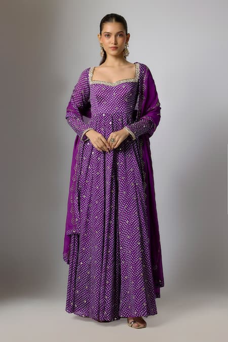 Krishna Padia Bandhej Print Anarkali Set 