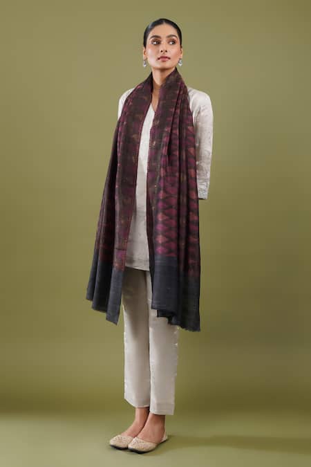 SHAZA Samia Zari Woolen Stole 