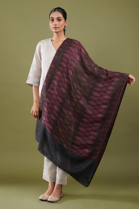 SHAZA Samia Zari Woolen Stole 