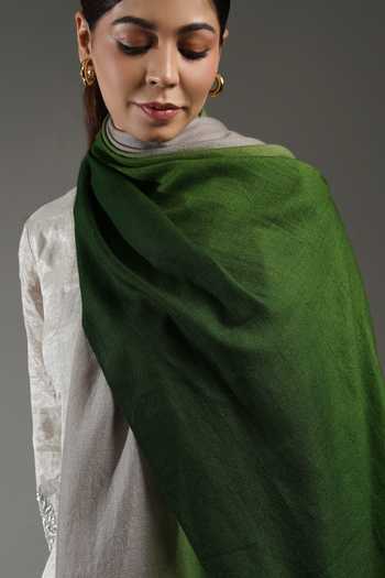 SHAZA_Green Ziana Cashmere Stole_Online_at_Aza_Fashions