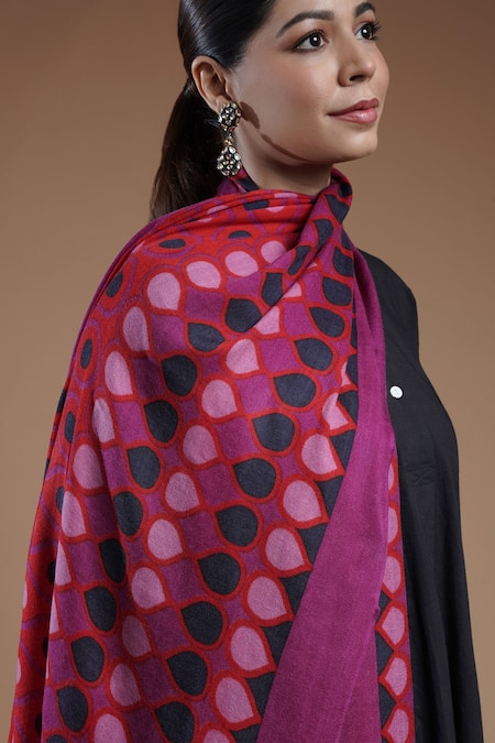 SHAZA_Multi Color Abstract Print Stole _Online_at_Aza_Fashions