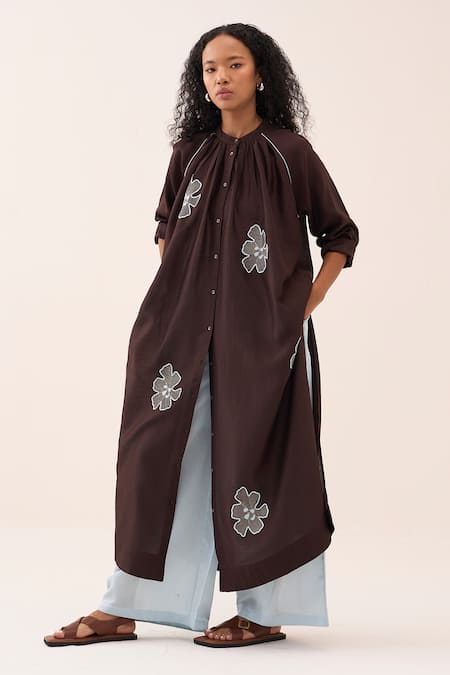 Three Floral Embroidered Chanderi Kurta & Pant Set 