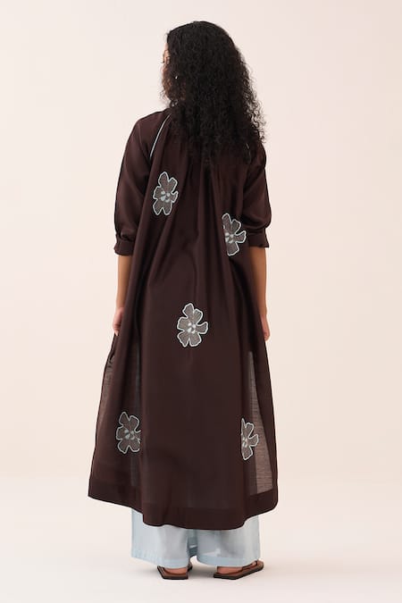 Three Floral Embroidered Chanderi Kurta & Pant Set 