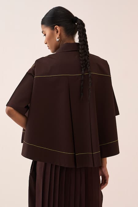 Three Brown , Poplin, Chanderi, Satin Splash Print Pant Set at Aza Fashions Three_Brown , Poplin, Chanderi, Satin Splash Print Pant Set _at_Aza_Fashions