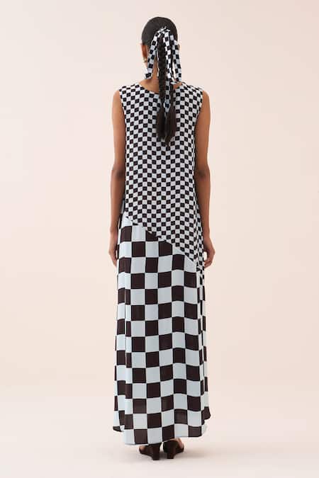Three Asymmetric Checkered Dress 