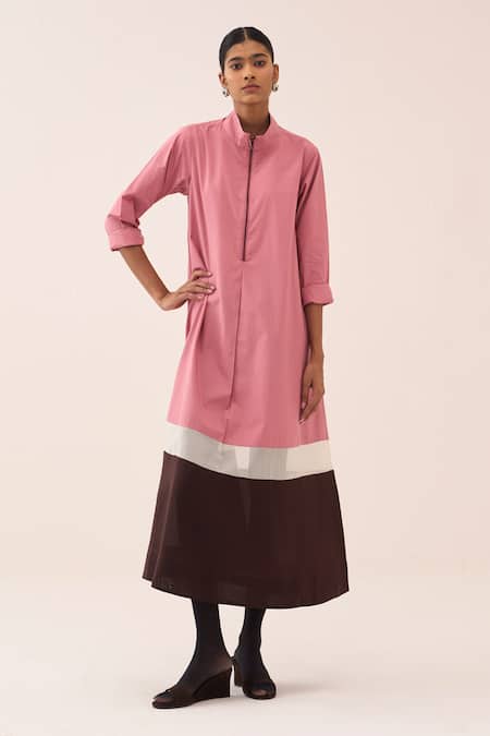 Three Colorblock Midi Dress 