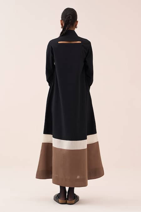 Three Colorblock Zipper Dress 