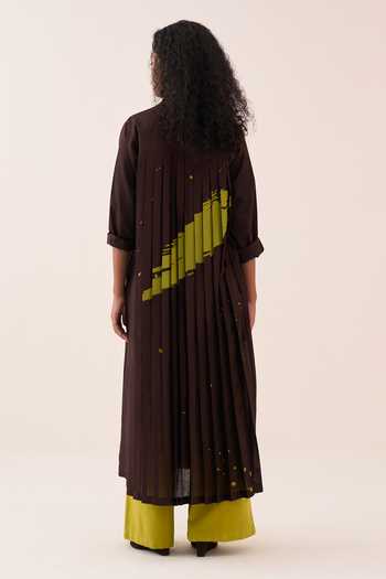 Three Splash Back Pleat Long Jacket 