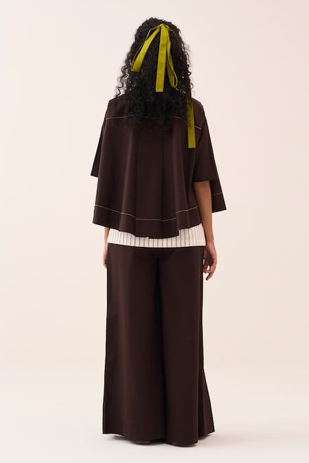 Three Wide Hem Cotton Poplin Shirt 