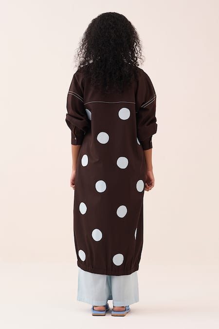 Three Polka Drawstring Cotton Poplin Tunic 