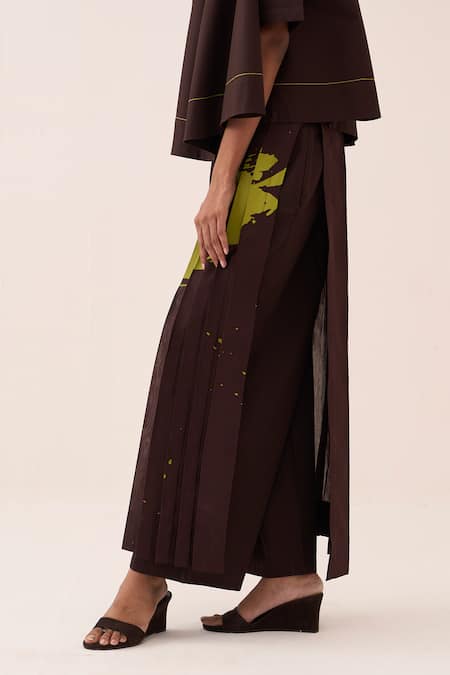 Shop Three Green Cotton, Chanderi, Poplin Splash Print Overlay Pant Set Online at Aza Fashions Shop_Three_Green Cotton, Chanderi, Poplin Splash Print Overlay Pant Set _Online_at_Aza_Fashions