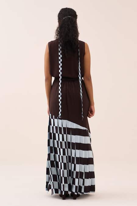 Three Checkered Cotton Poplin Skirt 