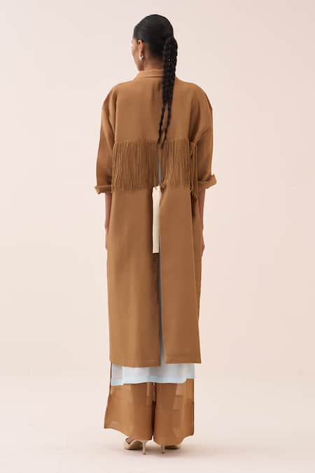 Three Chanderi Overlay Jacket Pant Set 