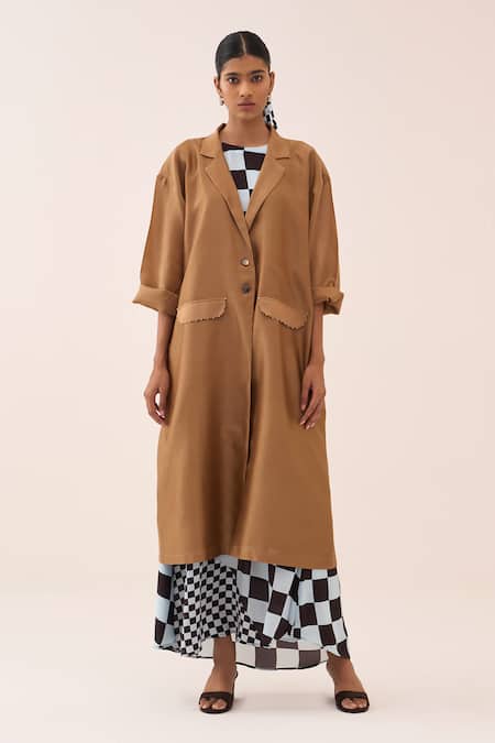 Three Long Jacket & Checkered Dress Set 