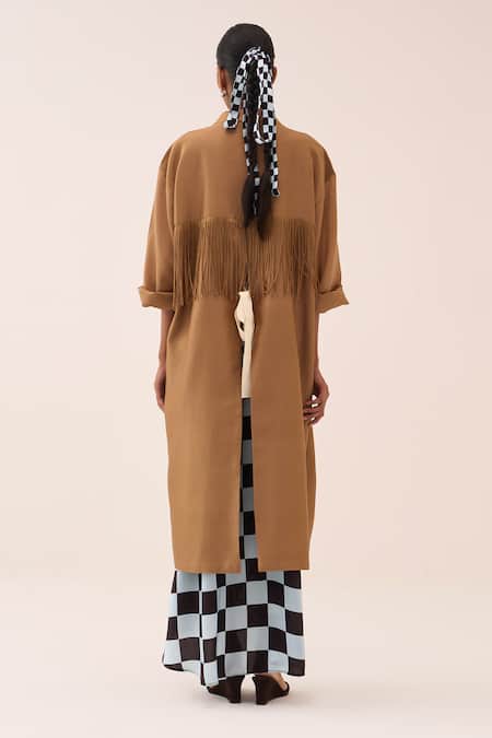 Three Long Jacket & Checkered Dress Set 