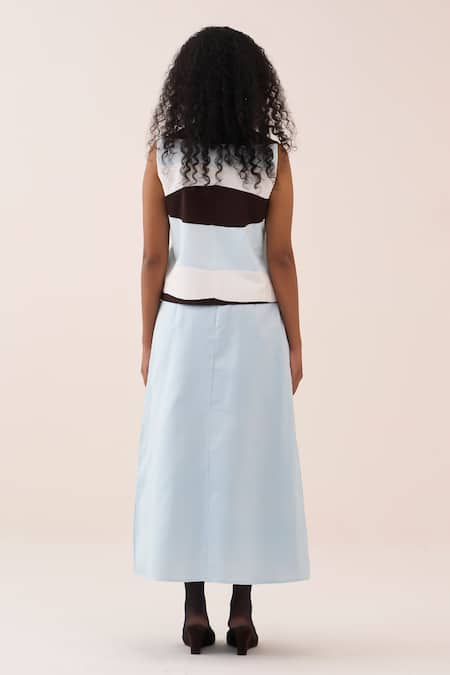 Three Applique Chanderi Waistcoat & Pleated Skirt Set 