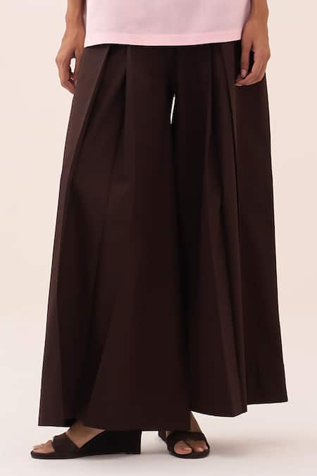 Buy_Three_Pink Chanderi, Cotton, Poplin Embroidery Patch U-hem Top And Pant Set _Online_at_Aza_Fashions