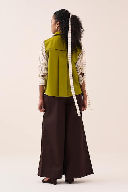 Three Stripe Sleeve Cotton Shirt & Pant Co-ord Set 