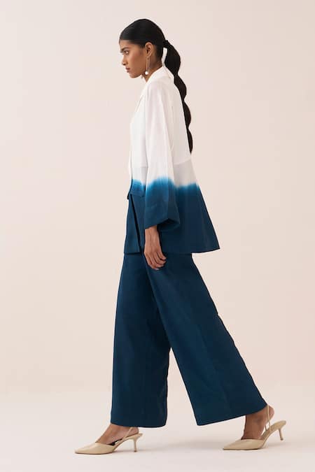 Three_White Silk Raw Jacket And Pant Set _at_Aza_Fashions