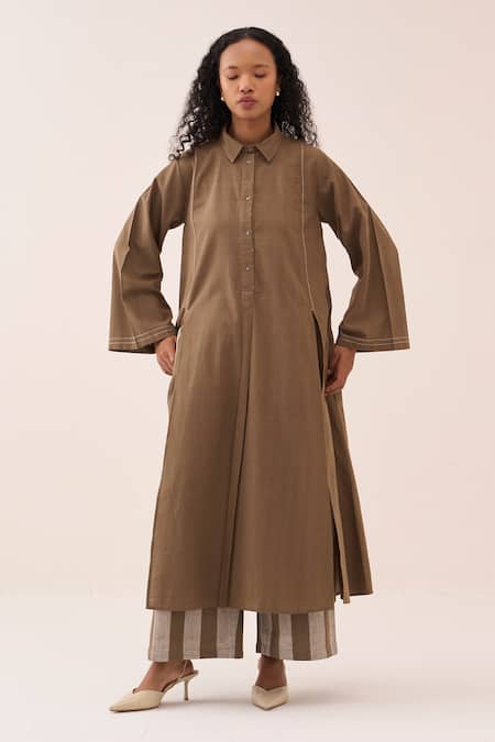 Three Handwoven Cotton Kurta & Pant Set 