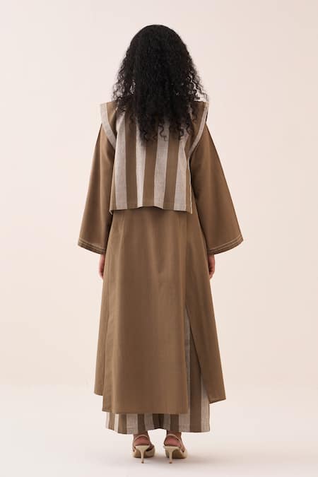 Three Striped Handwoven Cotton Tunic Set 