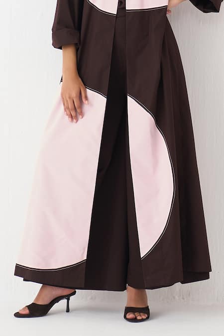 Buy Three Pink Cotton, Crepe, Poplin Embroidery Moon Jacket Co-ord Set Buy_Three_Pink Cotton, Crepe, Poplin Embroidery Moon Jacket Co-ord Set