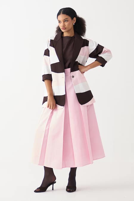 Three Applique Jacket & Pleated Skirt Set 