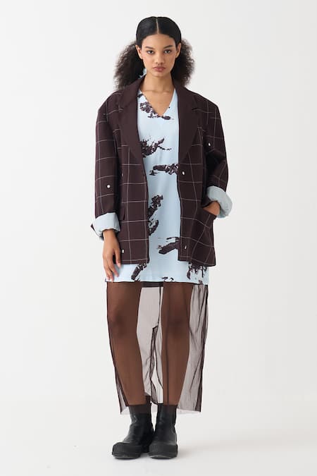 Shop_Three_White Cotton, Silk, Crepe, Net Mirrors Work Jacket And Dress Set _Online_at_Aza_Fashions