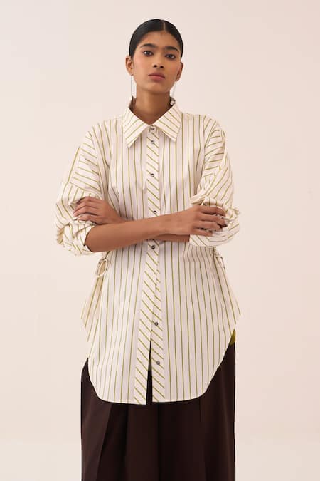 Three Striped Cotton Poplin Shirt 