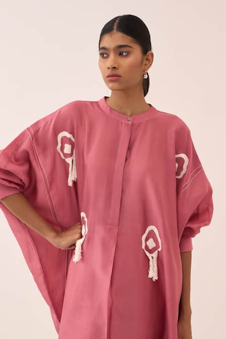 Buy_Three_Coral Fringe Chanderi Tunic 