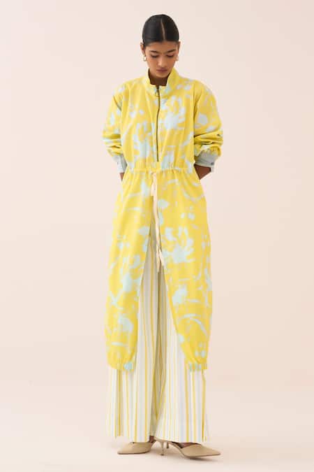 Buy_Three_Blue Cotton, Poplin Floral Print Kurta 