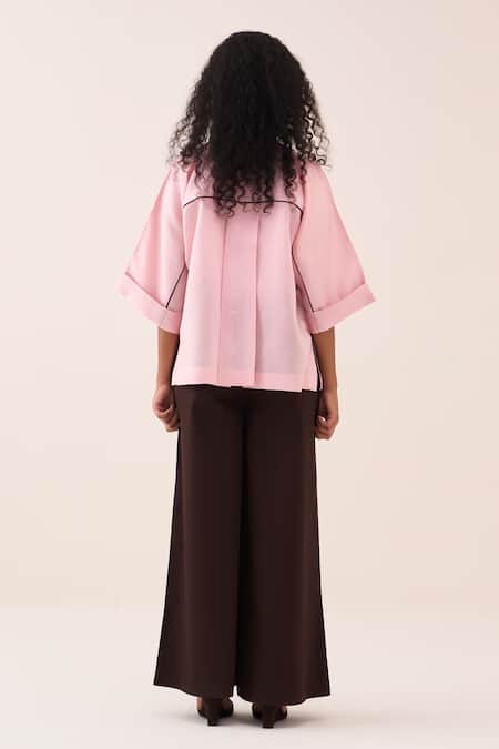 Three Floral Applique Chanderi Shirt 