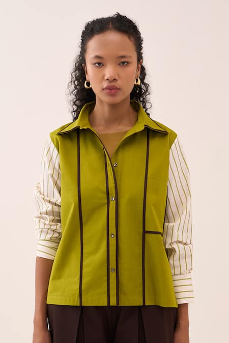 Three Striped Cotton Poplin Shirt 