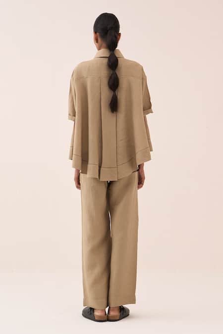 Three Wide Hem Linen Shirt 