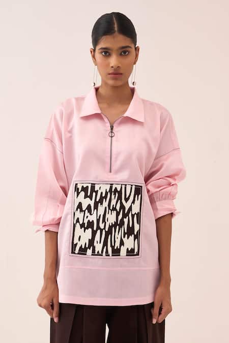 Three Patch U-Hem Chanderi Top 