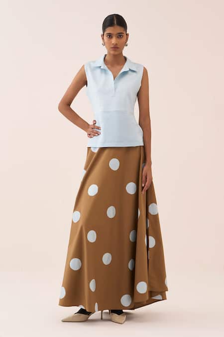 Three Polka Dot Cotton Poplin Skirt 