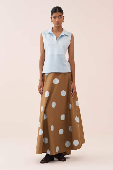 Three Polka Dot Cotton Poplin Skirt 