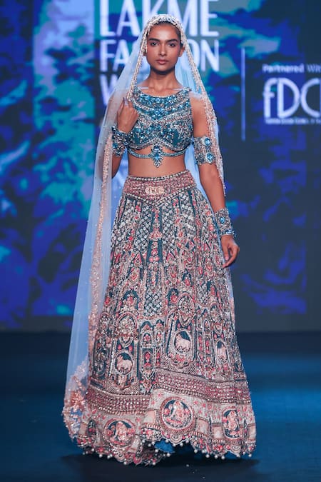 Jigar & Nikita Neel Kamdhenu Embroidered Lehenga Set 