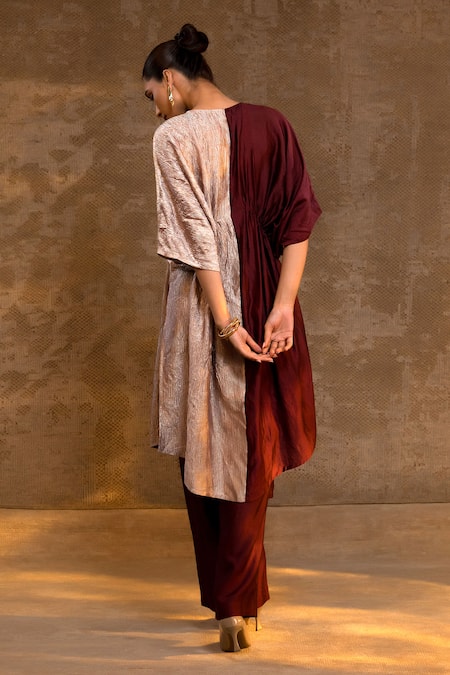 Eeda Dual Tone Kaftan & Pant Set 